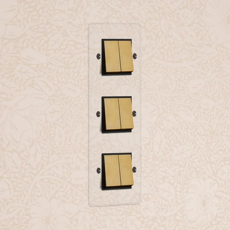 Kew Triple 6x Vertical Rocker Switch - Clear Antique Brass | Black