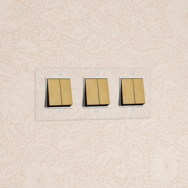 Kew Triple 6x Rocker Switch - Clear Antique Brass | White