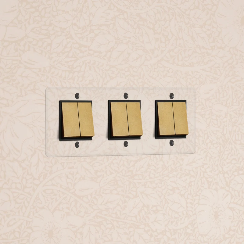 Kew Triple 6x Rocker Switch - Clear Antique Brass | Black