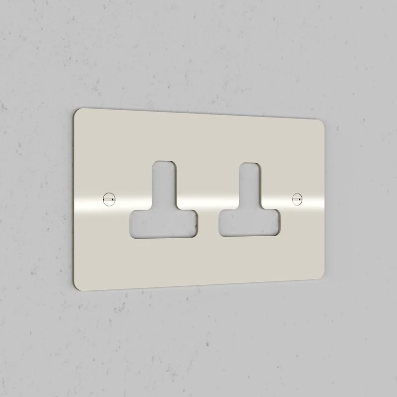 Double Unswitched Socket Plate - Polished Nickel