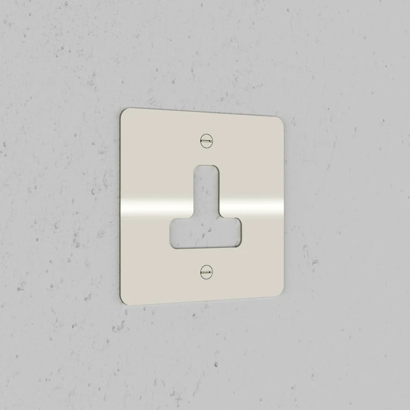 Single Unswitched Socket Plate - Polished Nickel