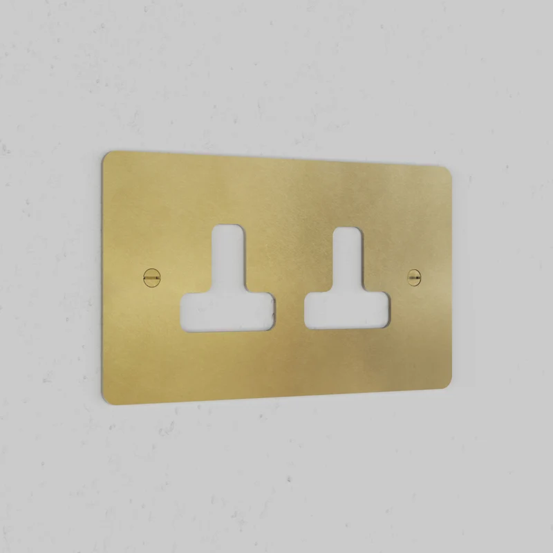 Double Unswitched Socket Plate - Antique Brass