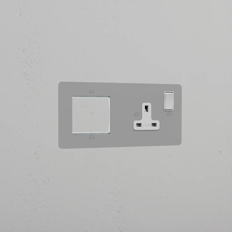 50mm Module & Single Socket Plate - Paintable | White