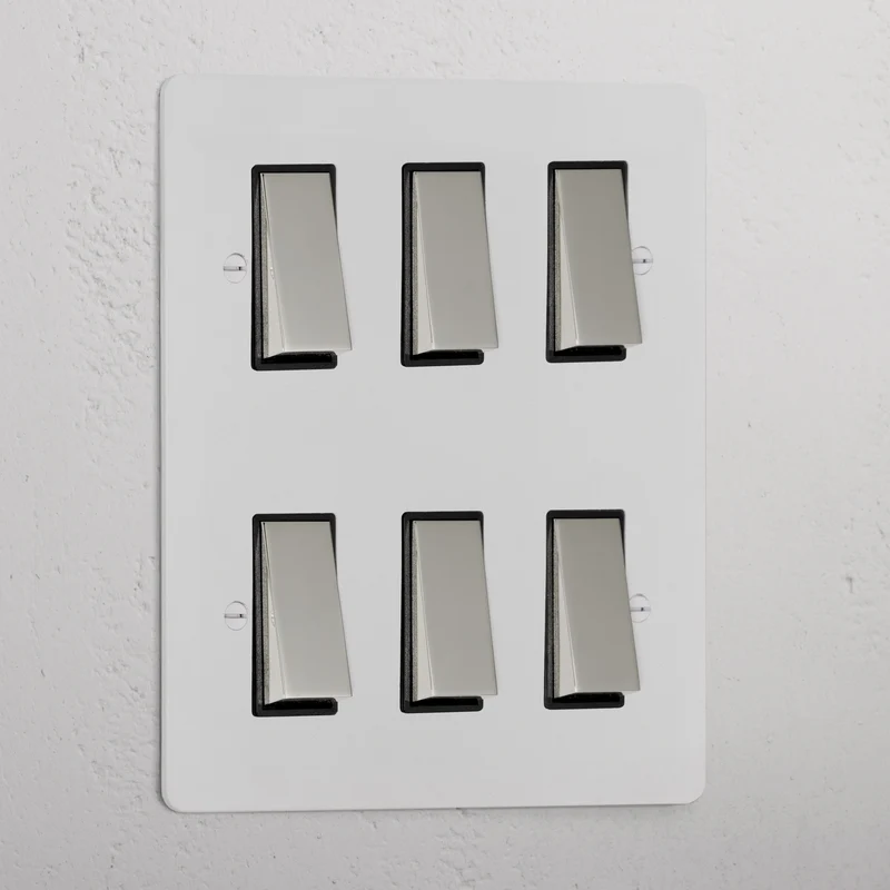 6G Two Way Rocker Switch - Paintable Polished Nickel | Black