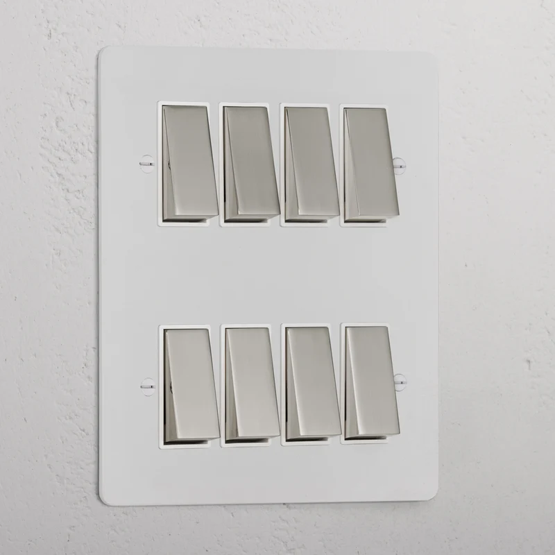8G Two Way Rocker Switch - Paintable Polished Nickel | White
