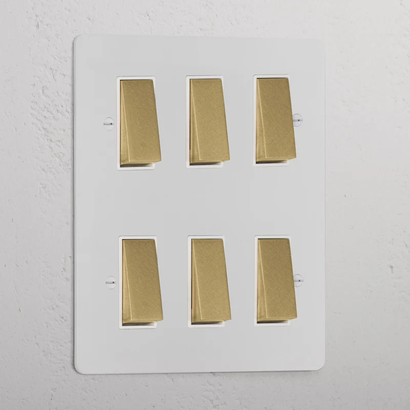 6G Two Way Rocker Switch - Paintable Antique Brass | White