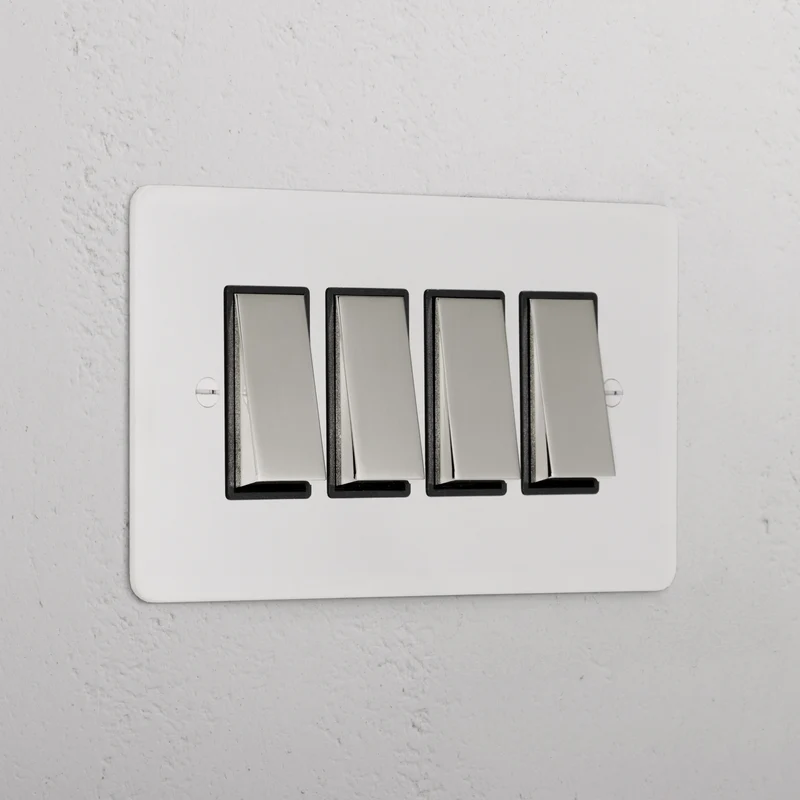 4G Two Way Rocker Switch - Paintable Polished Nickel | Black