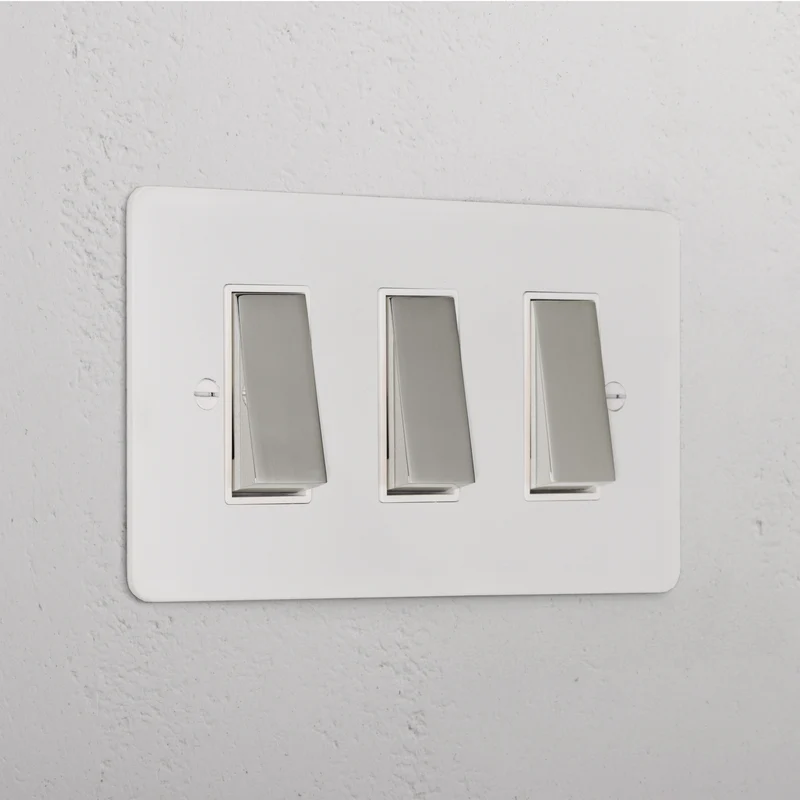 3G Two Way Rocker Switch - Paintable Polished Nickel | White