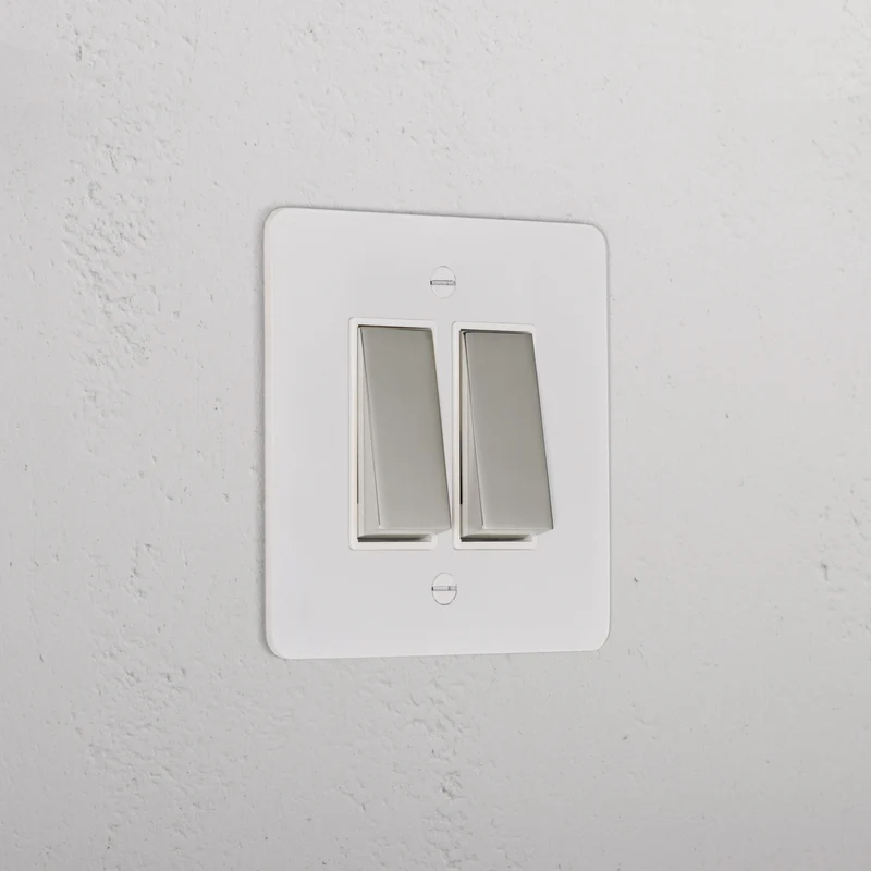 2G Two Way Rocker Switch - Paintable Polished Nickel | White