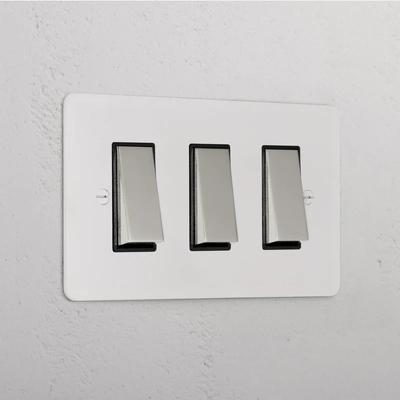 3G Two Way Rocker Switch - Paintable Polished Nickel | Black