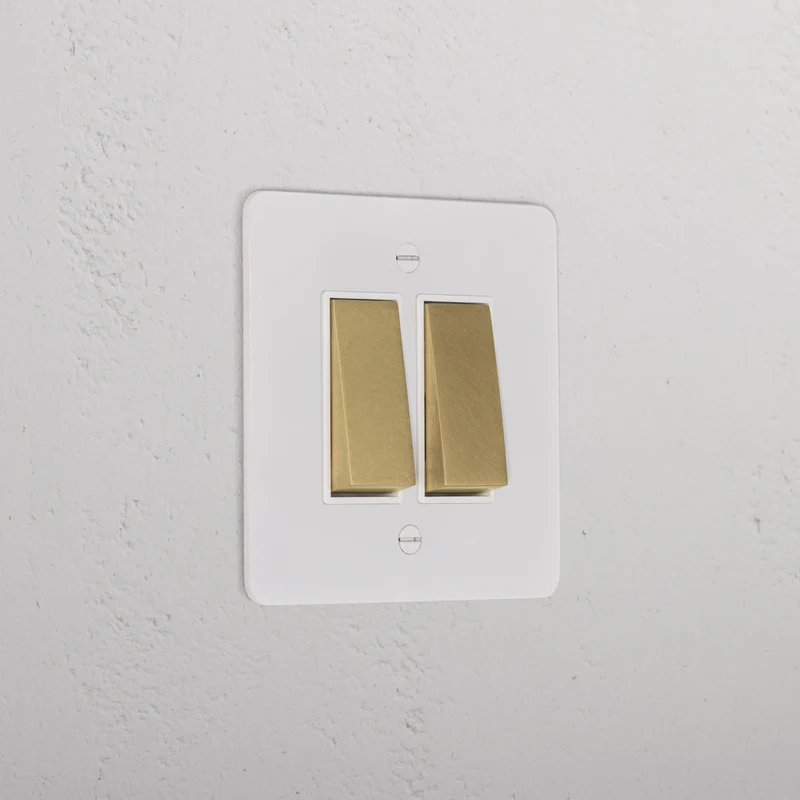 2G Two Way Rocker Switch - Paintable Antique Brass | White