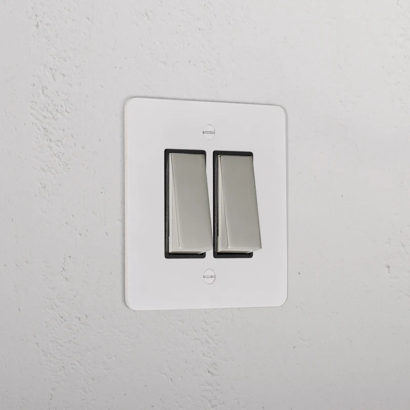 2G Two Way Rocker Switch - Paintable Polished Nickel | Black