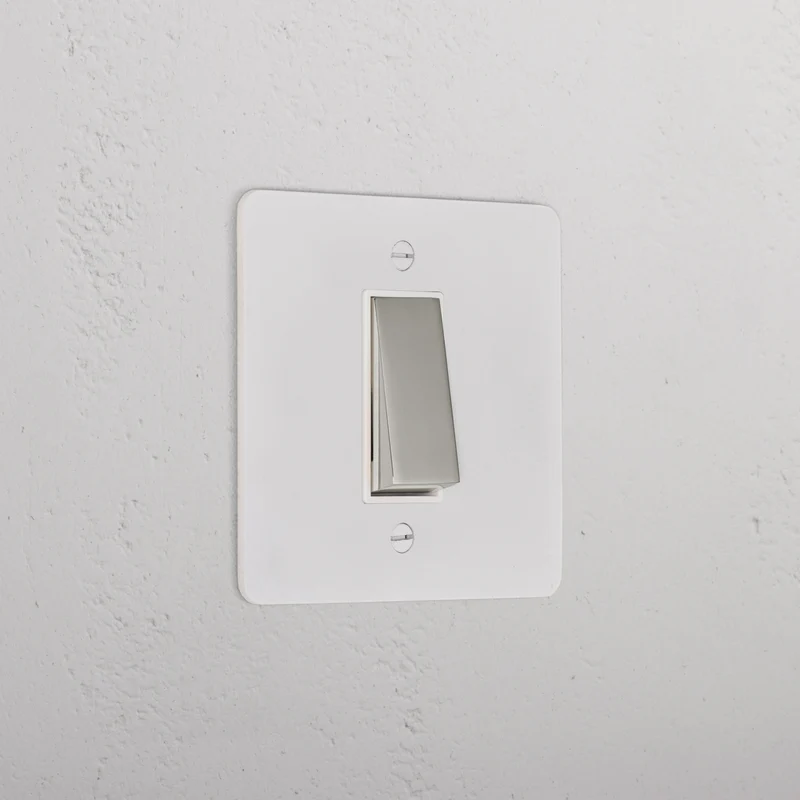1G Two Way Rocker Switch - Paintable Polished Nickel | White