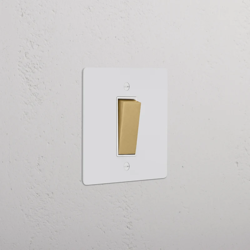 1G Retractive Rocker Switch - Paintable Antique Brass | White