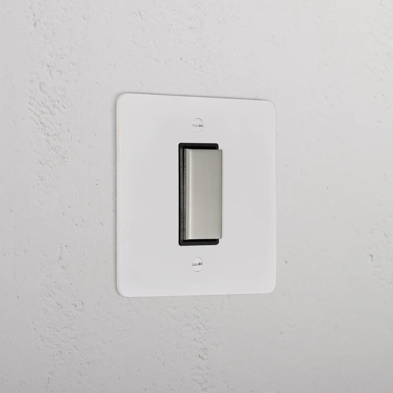 1G Centre Retractive Rocker Switch - Paintable Polished Nickel | Black
