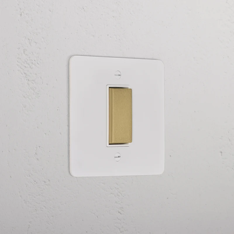 1G Centre Retractive Rocker Switch - Paintable Antique Brass | White