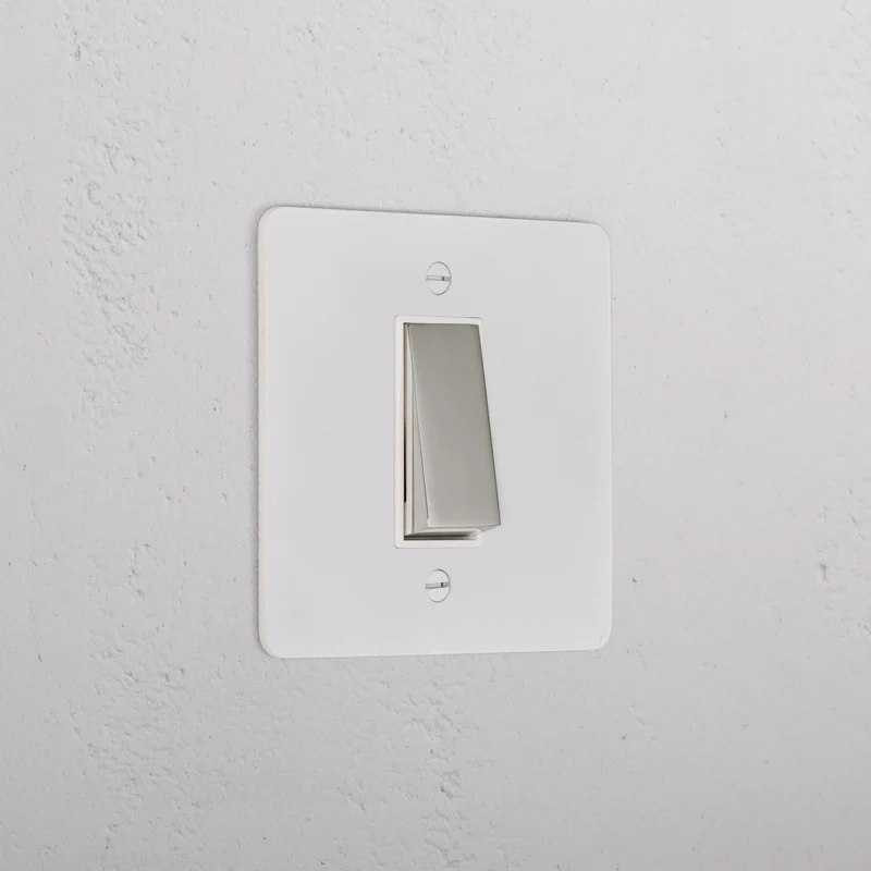 1G Double Pole Rocker Switch - Paintable Polished Nickel | White