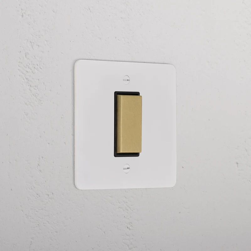 1G Centre Retractive Rocker Switch - Paintable Antique Brass | Black