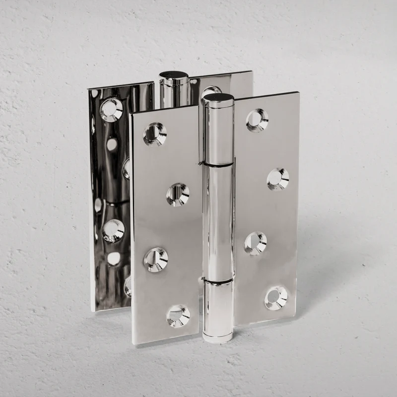 Hazel Brass Door Hinge Pair FR60 - Polished Nickel