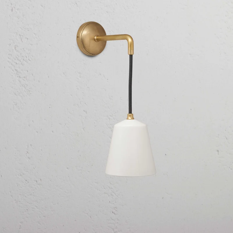 Richmond Small Hanging Wall Light Fine Porcelain - Antique Brass