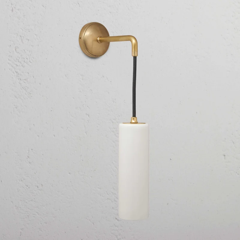 Claremont Small Hanging Wall Light Fine Porcelain - Antique Brass