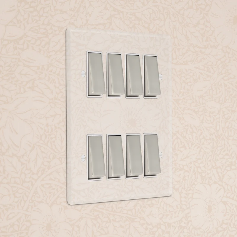 8G Two Way Rocker Switch - Clear Polished Nickel | White