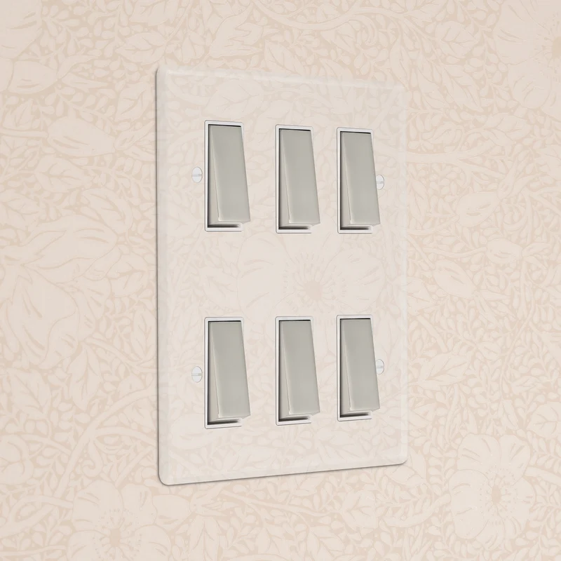 6G Two Way Rocker Switch - Clear Polished Nickel | White