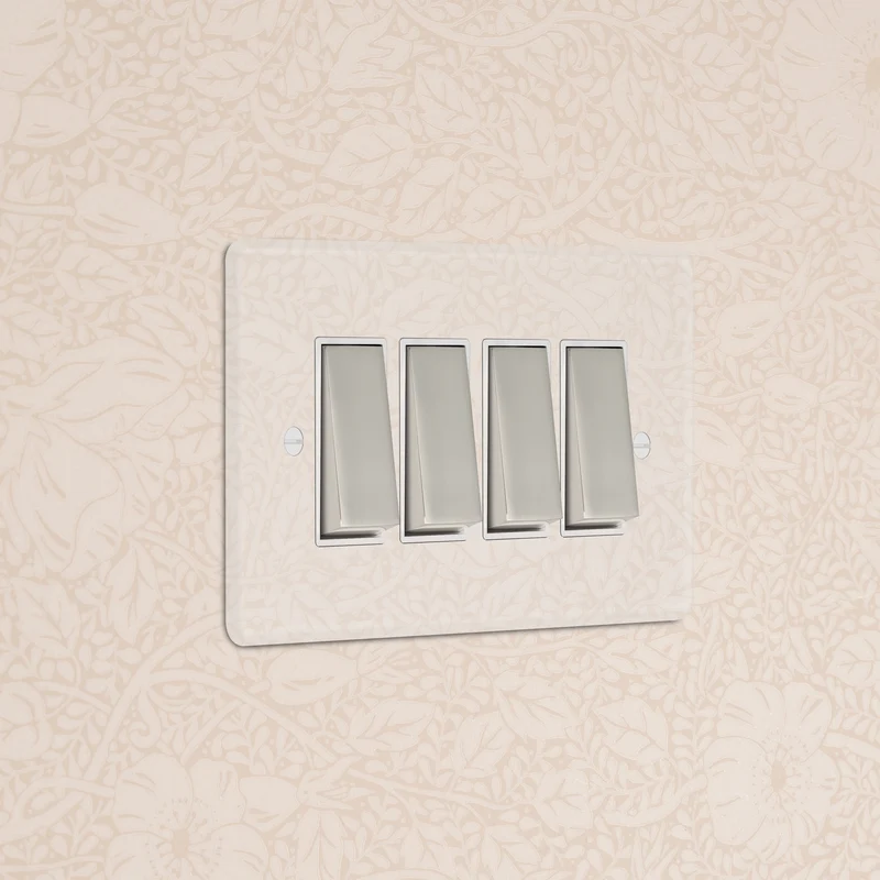 4G Two Way Rocker Switch - Clear Polished Nickel | White