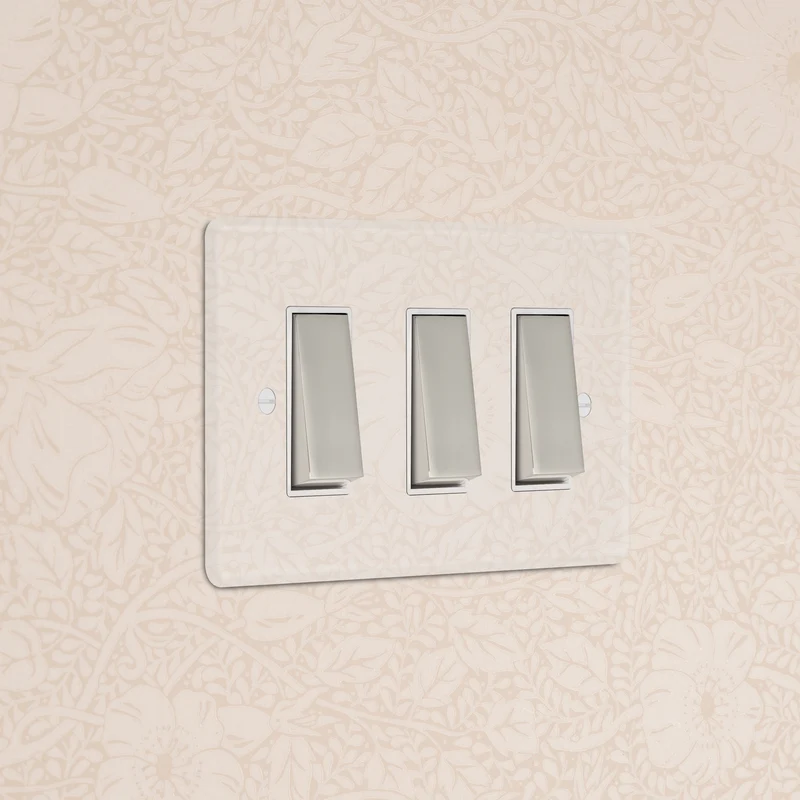 3G Two Way Rocker Switch - Clear Polished Nickel | White