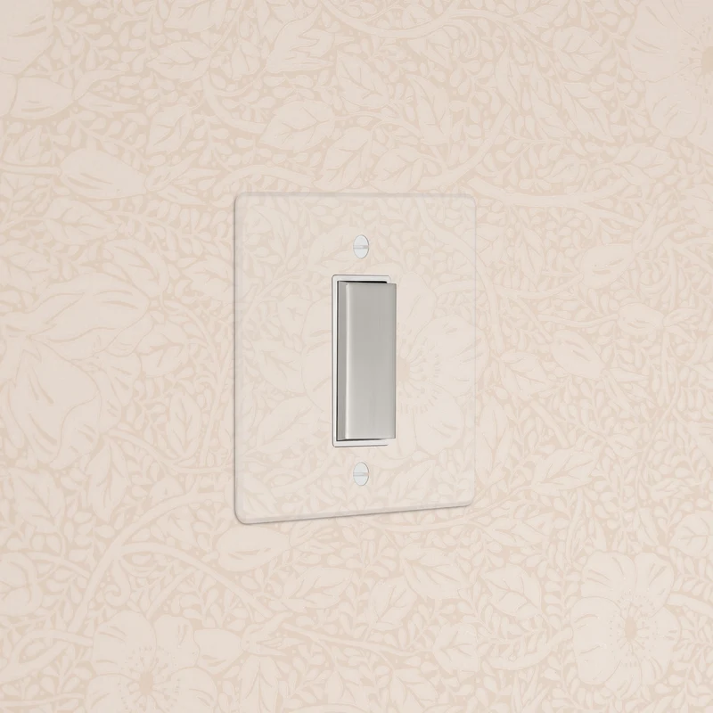 1G Centre Retractive Rocker Switch - Clear Polished Nickel | White