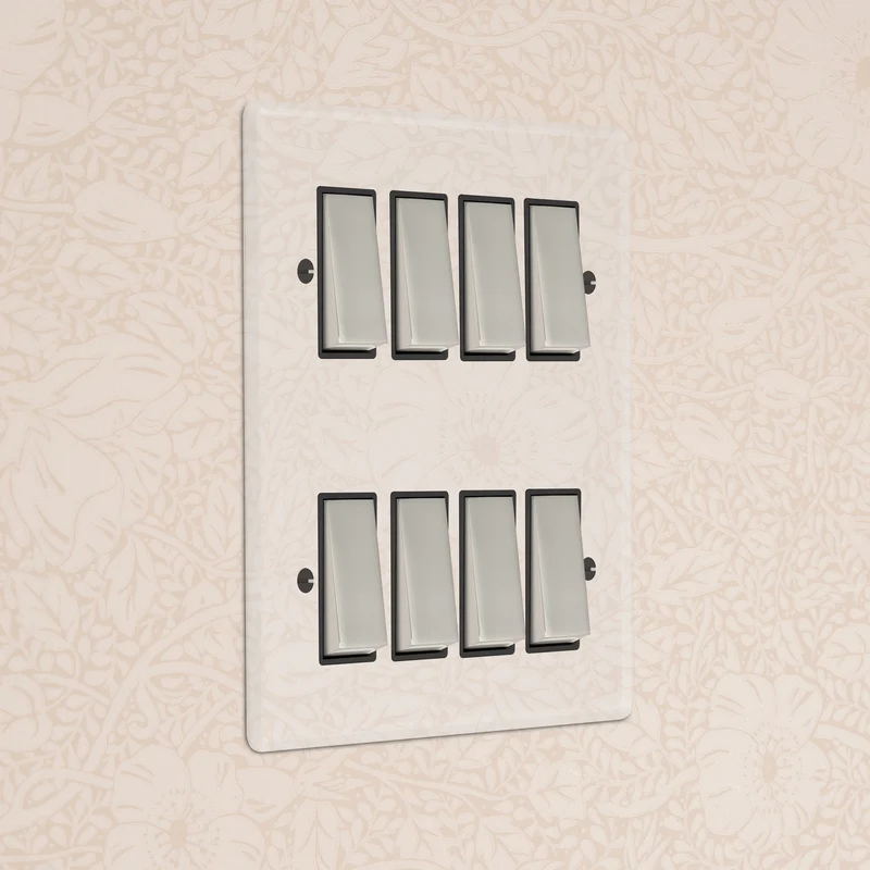 8G Two Way Rocker Switch - Clear Polished Nickel | Black