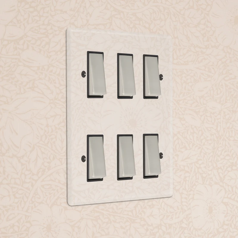 6G Two Way Rocker Switch - Clear Polished Nickel | Black