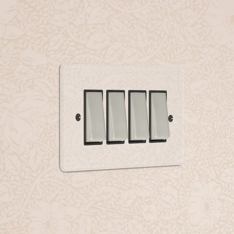 4G Two Way Rocker Switch - Clear Polished Nickel | Black