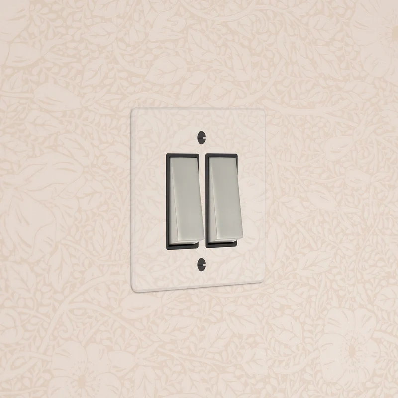 2G Two Way Rocker Switch - Clear Polished Nickel | Black