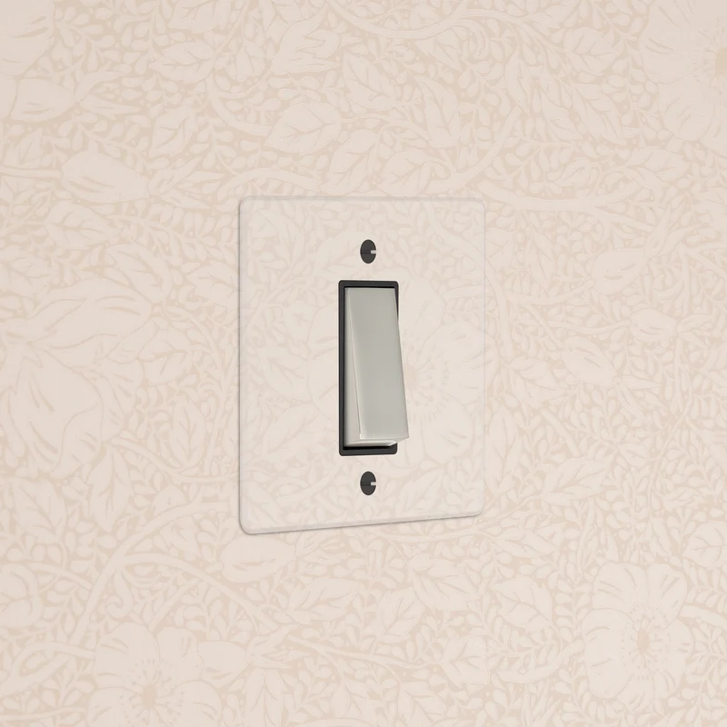 1G Double Pole Rocker Switch - Clear Polished Nickel | Black