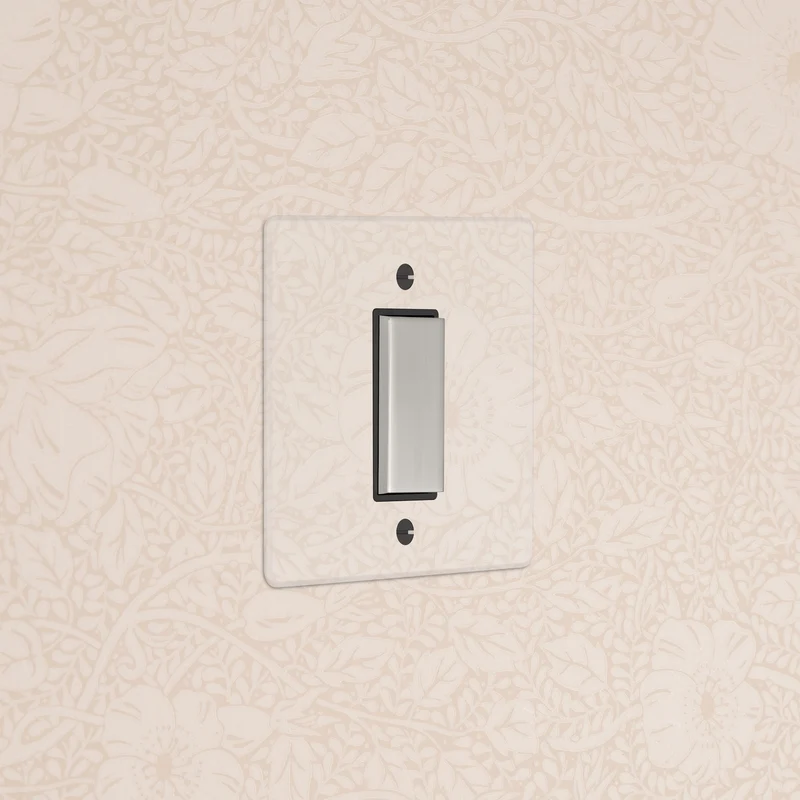 1G Centre Retractive Rocker Switch - Clear Polished Nickel | Black