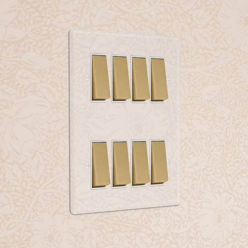 8G Two Way Rocker Switch - Clear Antique Brass | White