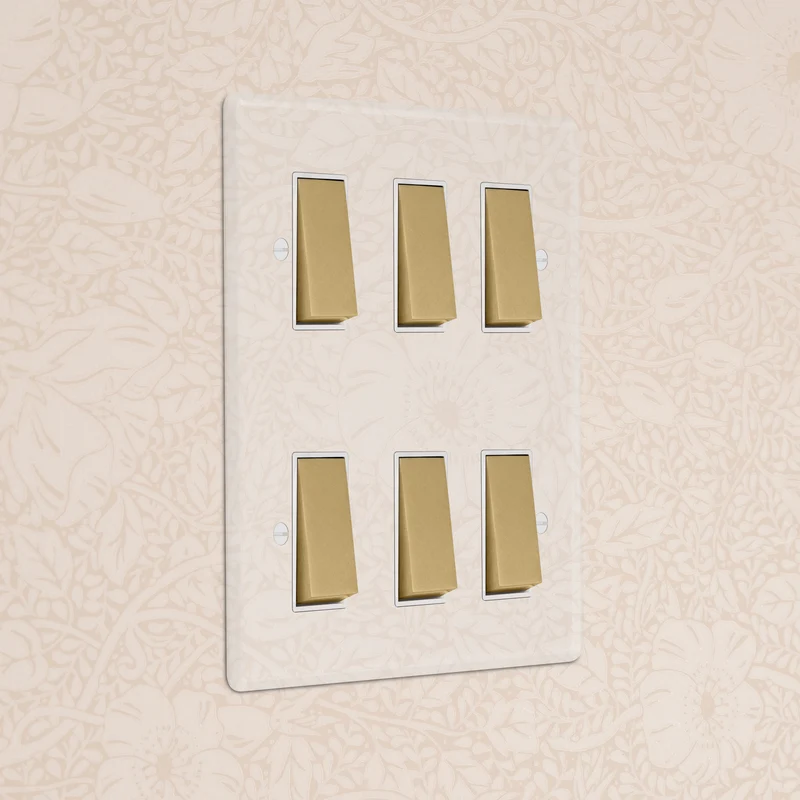 6G Two Way Rocker Switch - Clear Antique Brass | White