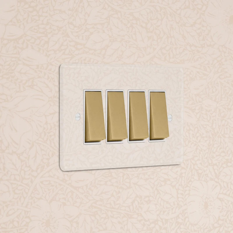 4G Two Way Rocker Switch - Clear Antique Brass | White