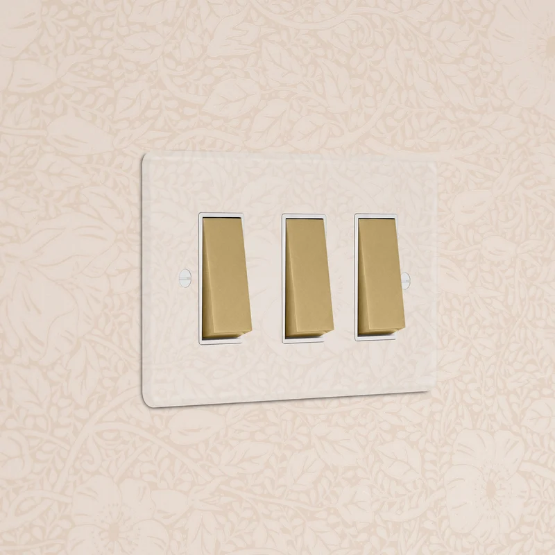 3G Two Way Rocker Switch - Clear Antique Brass | White