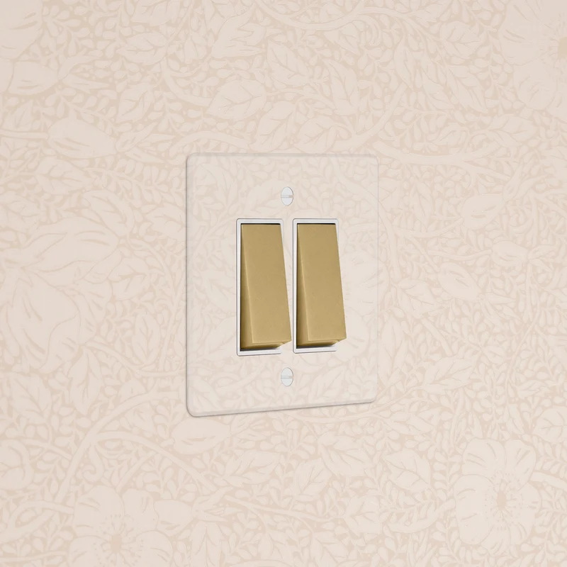2G Two Way Rocker Switch - Clear Antique Brass | White