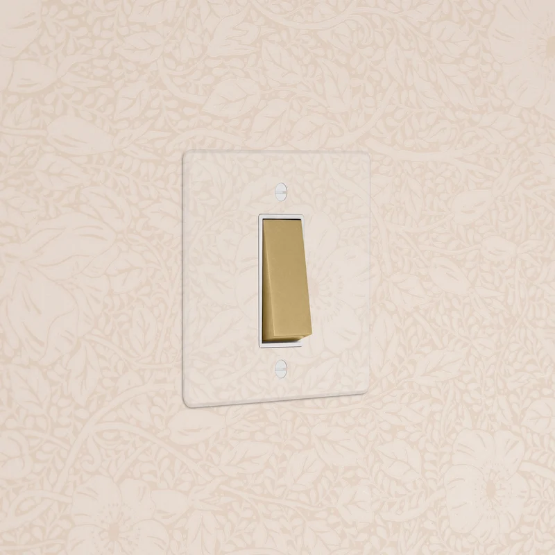 1G Double Pole Rocker Switch - Clear Antique Brass | White