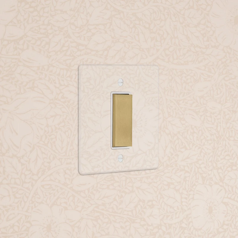 1G Centre Retractive Rocker Switch - Clear Antique Brass | White