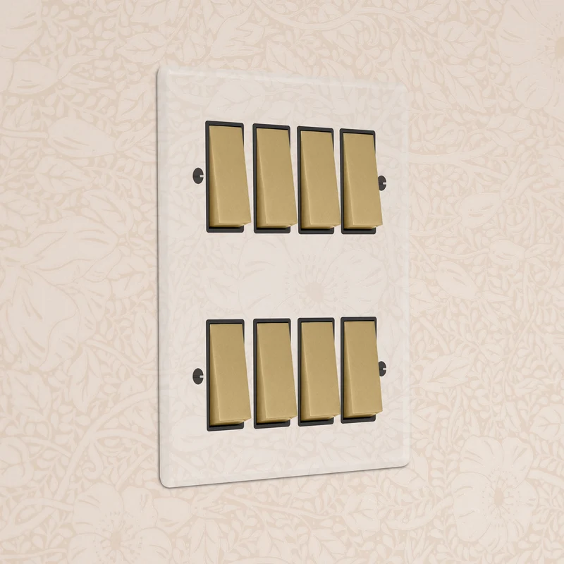 8G Two Way Rocker Switch - Clear Antique Brass | Black