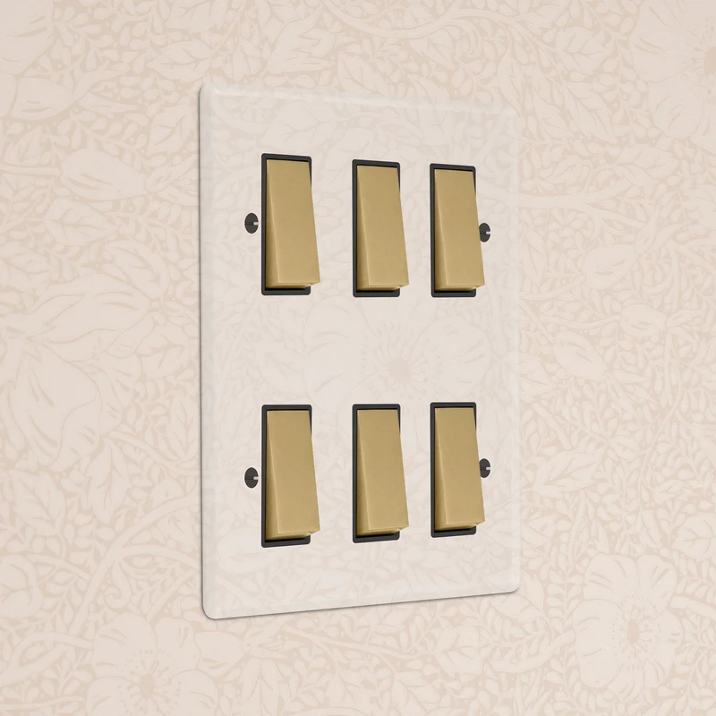6G Two Way Rocker Switch - Clear Antique Brass | Black