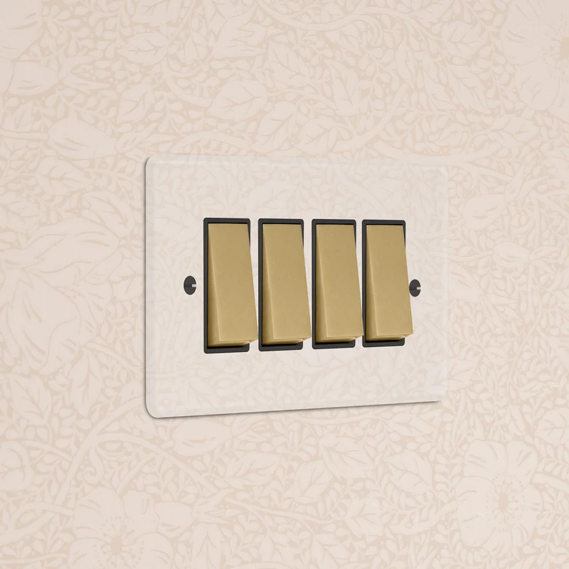4G Two Way Rocker Switch - Clear Antique Brass | Black