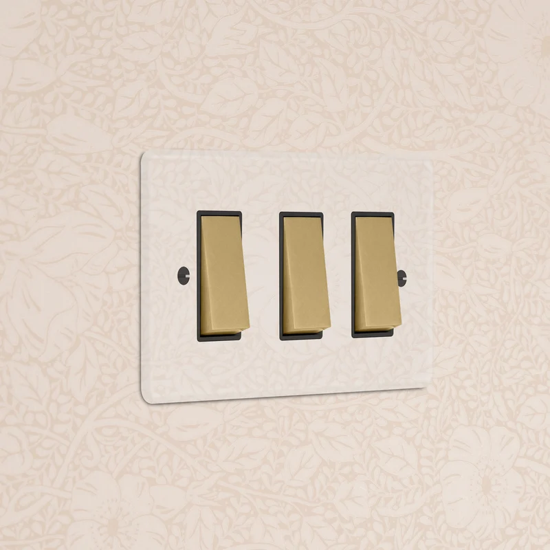 3G Two Way Rocker Switch - Clear Antique Brass | Black