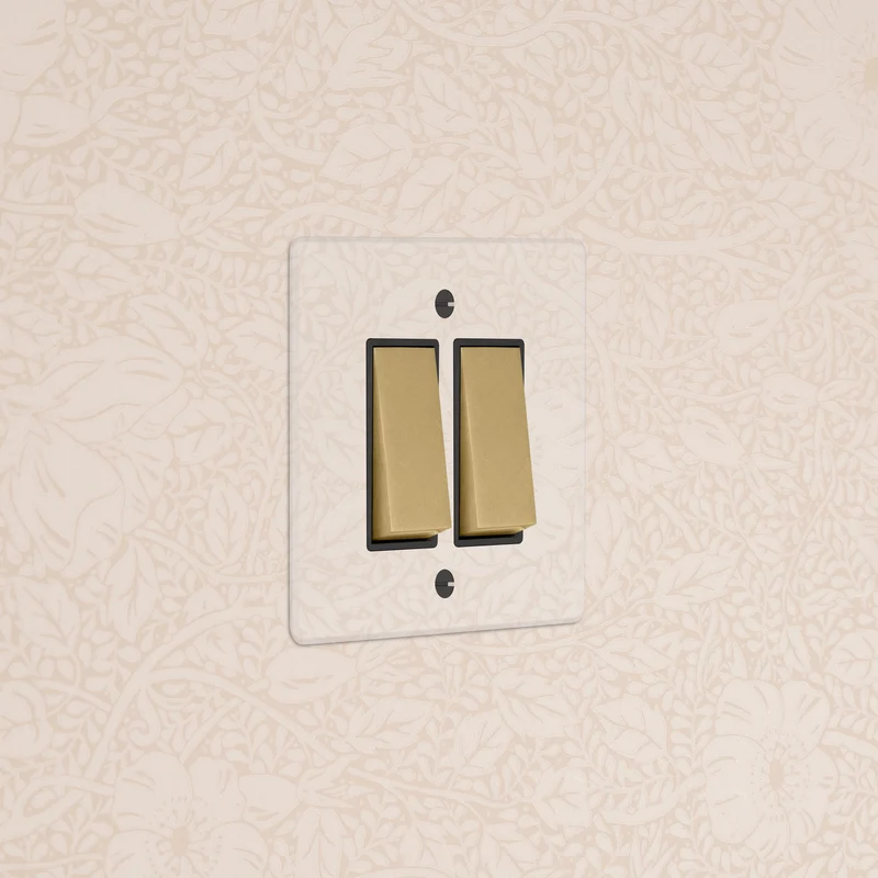 2G Two Way Rocker Switch - Clear Antique Brass | Black