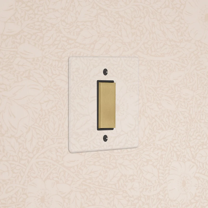 1G Centre Retractive Rocker Switch - Clear Antique Brass | Black