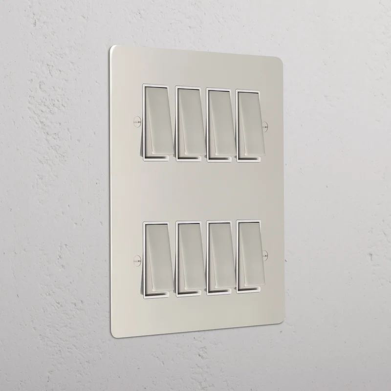 8G Two Way Rocker Switch - Polished Nickel | White